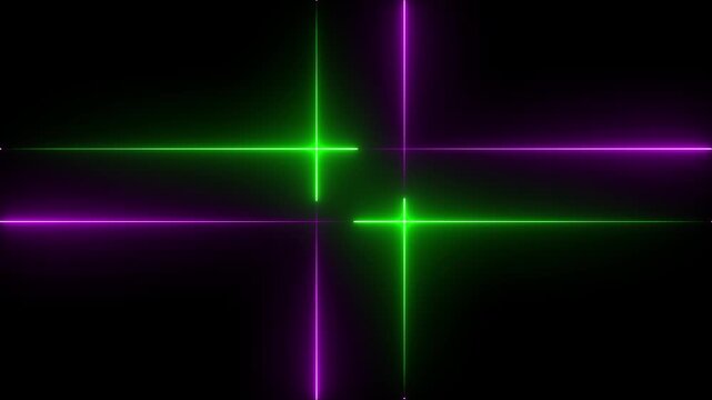 Rectangular violet and green color neon line effect Animation. Neon Flame Gradually Abstract neon line picture frame with black background,