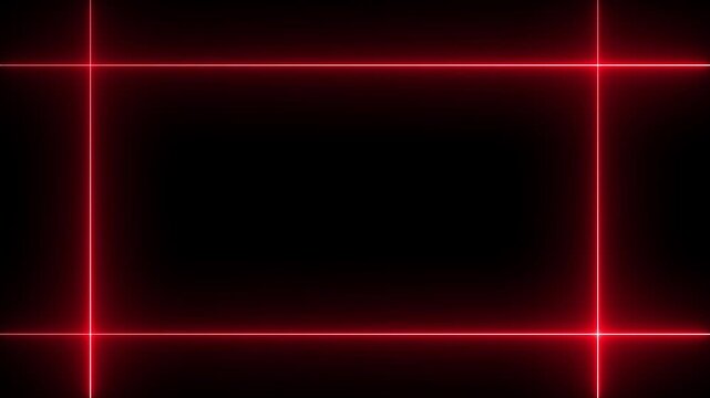 Straight red color neon line animation on black background