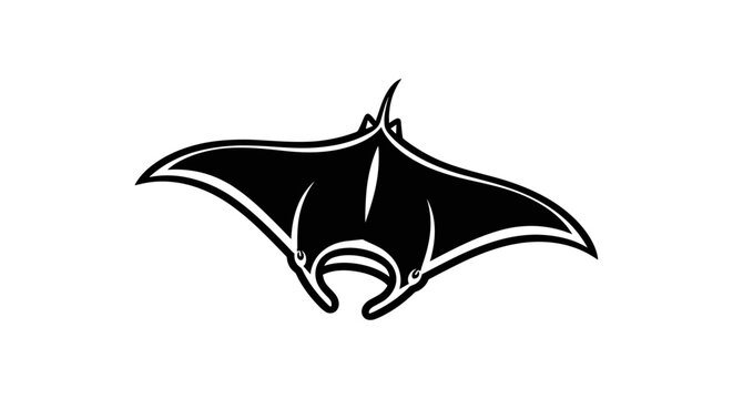 Black flying bat in air.