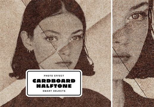 Cardboard Halftone Photo Effect For Poster And Print Design