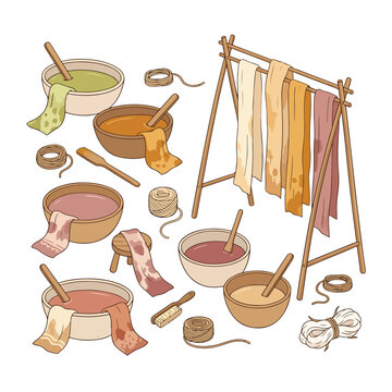 Natural dyeing process with fabrics and materials.