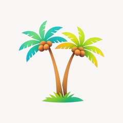 Obraz premium Tropical palm trees illustration