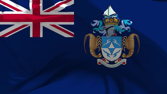 Tristan da Cunha Flag Waving in Slow Motion Loop Animation
