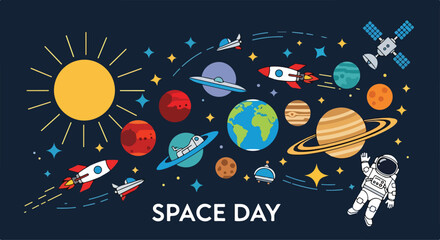 Vibrant cartoon space scene © Kuli