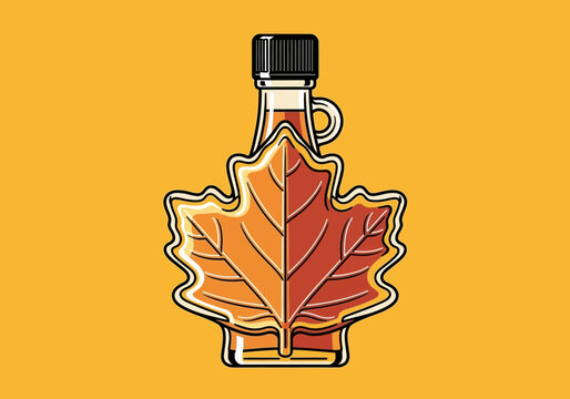 Maple syrup bottle shaped like a maple leaf, a sweet treat