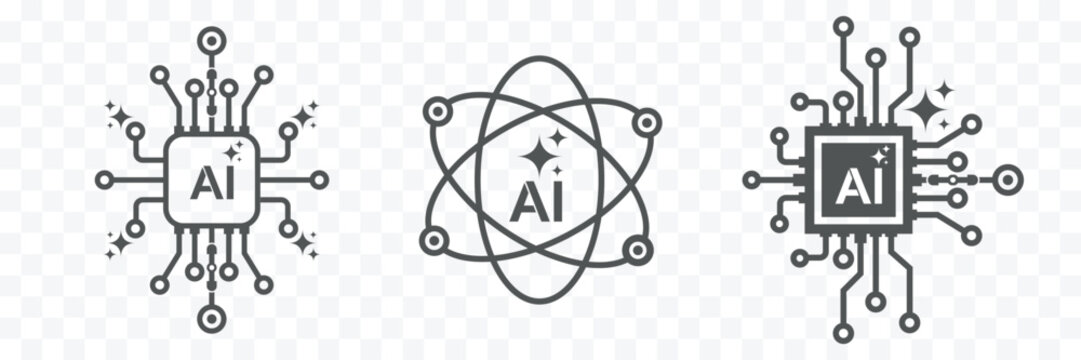 Ai generate symbol icon set.Artificial intelligence technology and Machine learning concept.AI Technology Symbol for app web logo banner poster,Generate AI symbols, Technology, digital,sign isolated ,