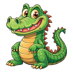 Fototapeta premium Cute Cartoon Alligator Smiling Vector Illustration
