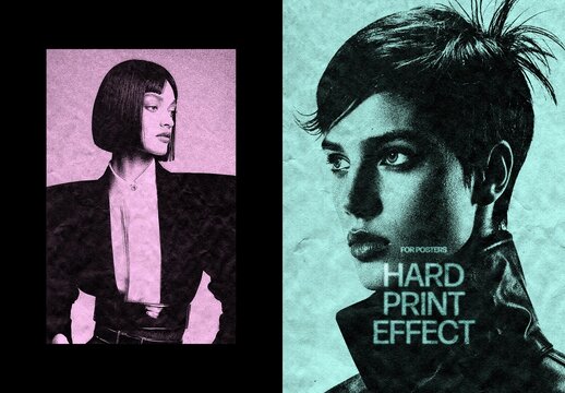 Vertical Hard Print Photo Effect For Poster And Cover Design