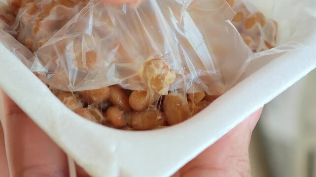 Japanese Natto, fermented soy beans.