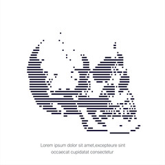 Obraz premium skull graphic with horizontal lines and digital distortion.