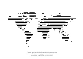 Fototapeta premium World map vinyl ready vintage design artistic map of the world made with horizontal lines created for vinyl cutting or cnc plasma. Wall sticker. Black and white silhouette