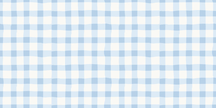 Light blue and white gingham plaid seamless pattern texture background
