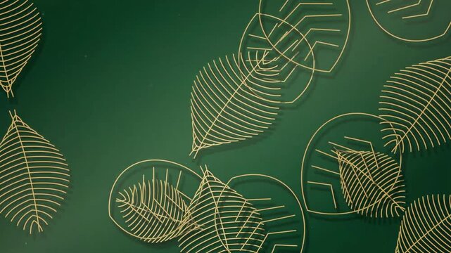 gold leaf patterns on green background