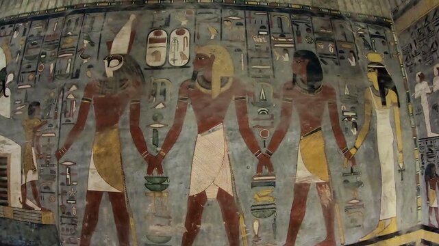 Interior view of the tomb of pharaoh Ramesses I in the Valley of the Kings, archeological site in Luxor, Egypt