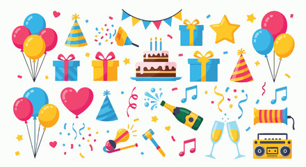 A colorful celebration scene with party items © Melina