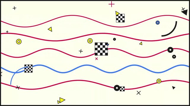 memphis design abstract background with lines and shapes