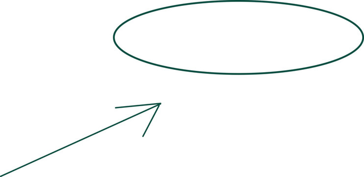 Handdrawn arrow pointing to an empty oval shape