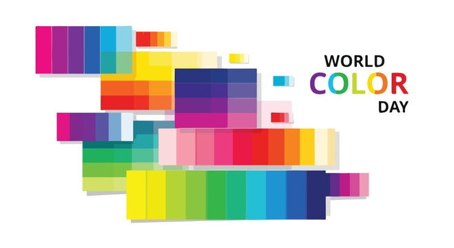 A colorful abstract composition celebrating World Color Day with rectangles