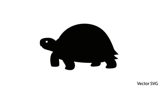 Black Turtle Silhouette Walking.