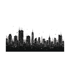 Obraz premium Skyscrapers form a dense urban skyline silhouette against a plain white background, providing extensive copy space for modern architectural design projects and city planning presentations.