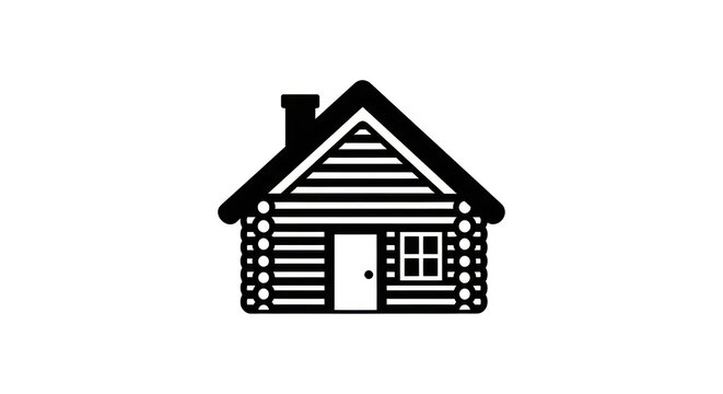 Simple Log Cabin House Icon Design.