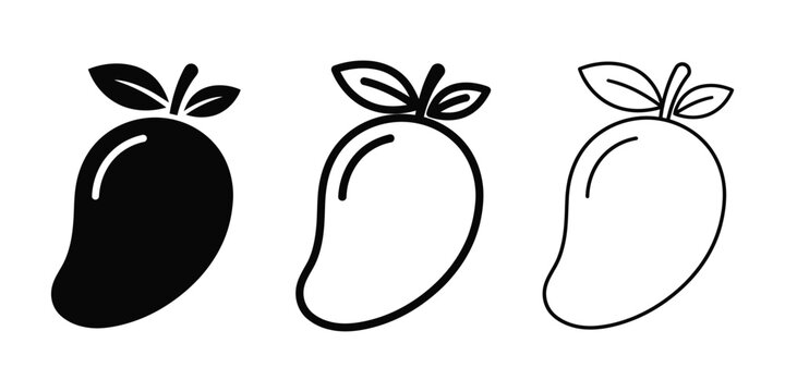 Mango icon silhouette vector, bold outline and line art design