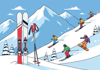 A colorful winter sports scene © Murtiani