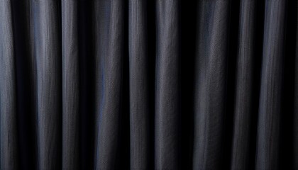 Fototapeta premium Soft Black Curtain Folding Vertically From Top To Bottom Close Up