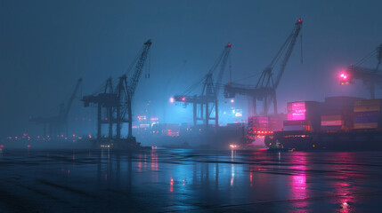 Obraz premium Neon Cyberpunk City at Night