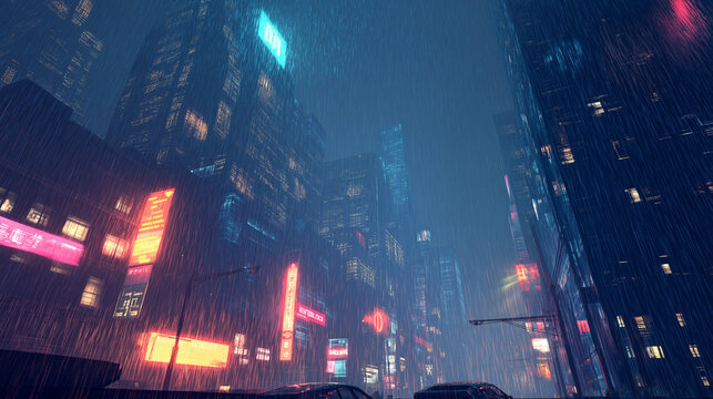 Neon Cyberpunk City at Night