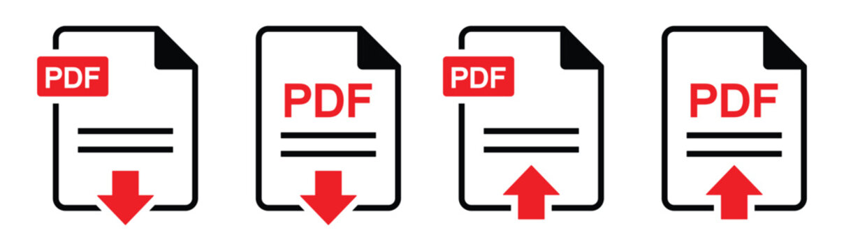 Pdf file download and upload icon illustration