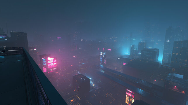 Neon Cyberpunk City at Night