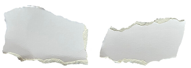 Fototapeta premium Set of white torn paper strip with ripped edges isolated on transparent background.