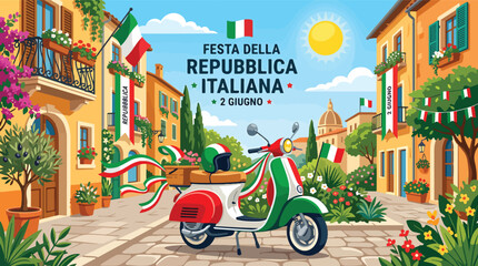 Vintage scooter Italian Republic celebration. © Jem