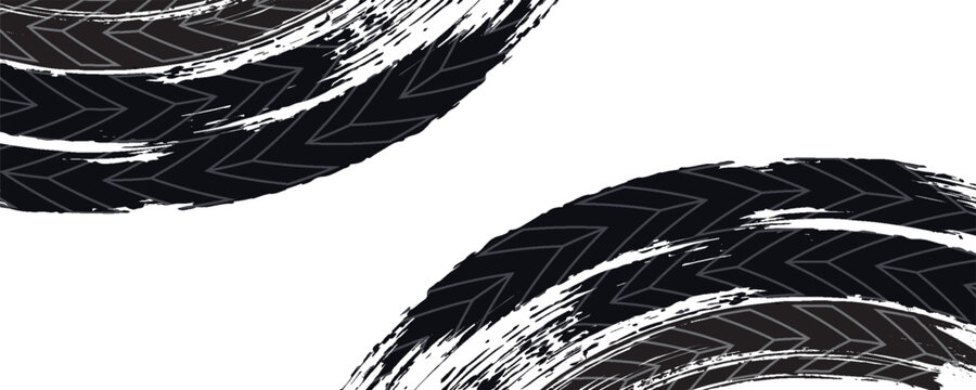 Vector Print Textured Tire Track . Design Element . Car tread silhouette . Mud splash grunge texture