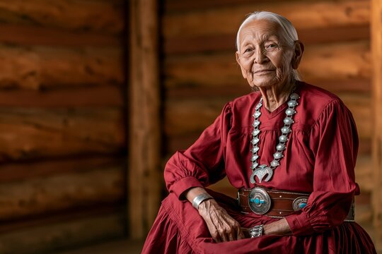 Portrait of Indigenous Navajo Elder in Hogan Celebrating Tradition and Heritage