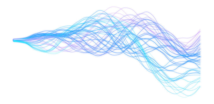 AI Internet Data Wave With Blue Cyan Neon Lines And Digital Network Flow