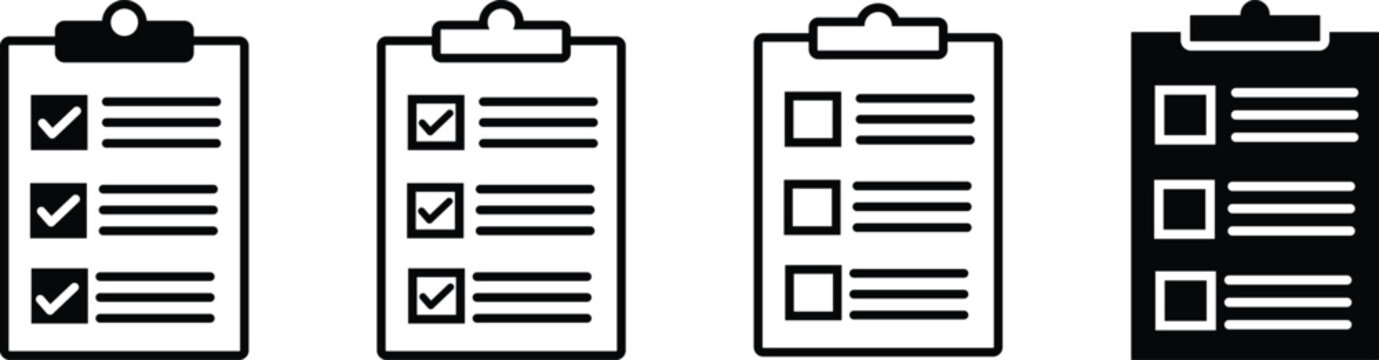 Collection of checklist clipboard icons with checkboxes clipboard checklist document business
