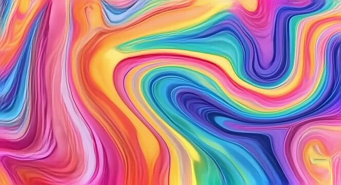 Trippy psychedelic colorful rainbow liquid marble gradient waves animation. Seamless looping 4k video.




