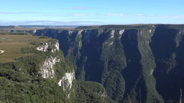 amazing view of Fortaleza canyon in Cambara do Sul, RS, Brazil, at daytime. Panoramic