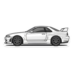 Naklejka premium Modern flat vector illustration of stylized symmetrical supercar design