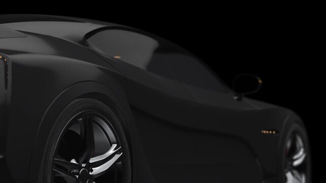 Close up exterior presentation zooming deeply into high performance car engine bay. Car Industry Related High Quality 3D 4K Animation.