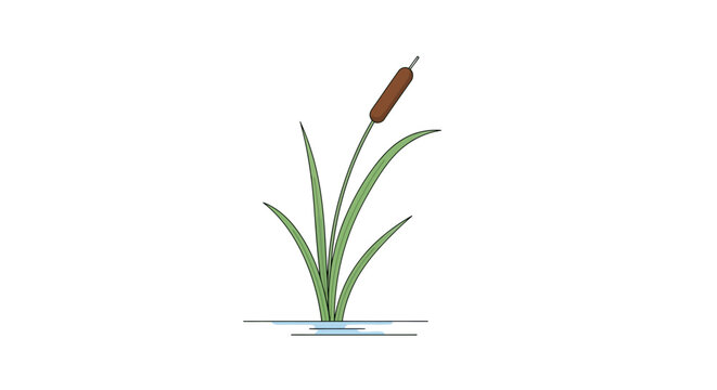 A simple cattail plant in water.
