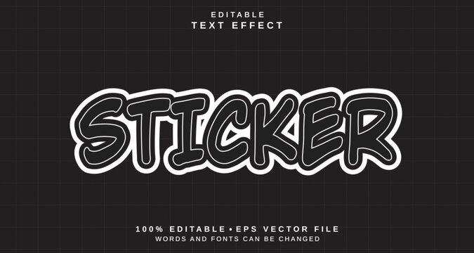 Editable text style effect - Black Sticker text style theme.