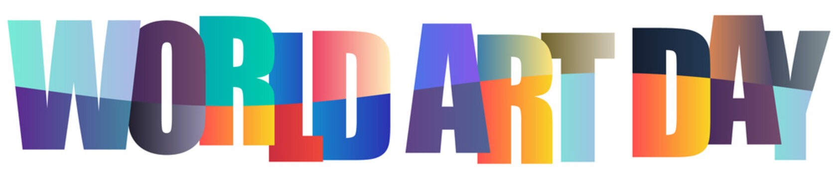 Colorful world art day text with vibrant gradient letters
