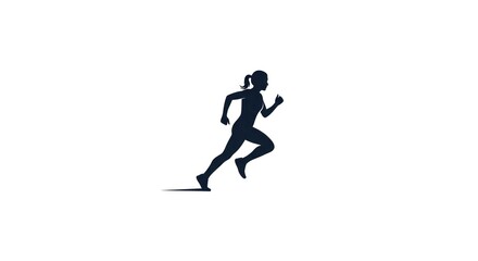 Obraz premium Silhouette of a woman running fast.