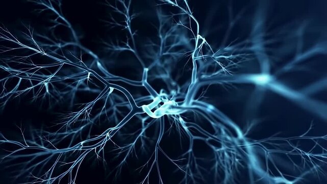 Abstract representation of neural connections in a digital format. Visualizing the complexity of the nervous system and its role in communication and information processing
