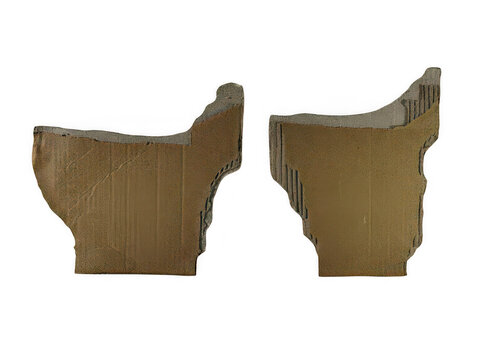 Pair of ancient terracotta architectural bracket supports