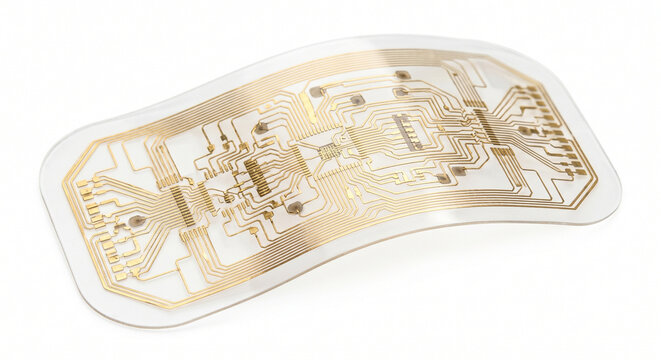 Transparent flexible medical biometric smart patch with microscopic gold circuits
