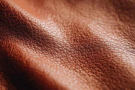 Soft brown leather texture with natural grain close up.